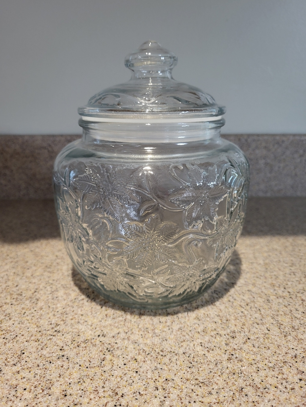 Princess House Fantasia Clear Glass 7" Canister & Lid EUC